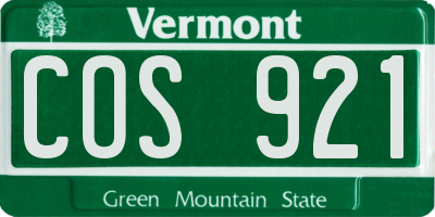 VT license plate COS921