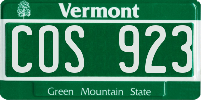 VT license plate COS923