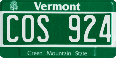 VT license plate COS924