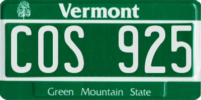 VT license plate COS925