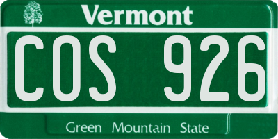 VT license plate COS926