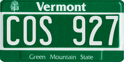 VT license plate COS927