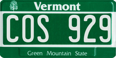 VT license plate COS929