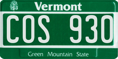 VT license plate COS930