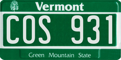 VT license plate COS931