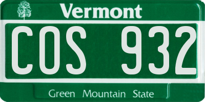 VT license plate COS932