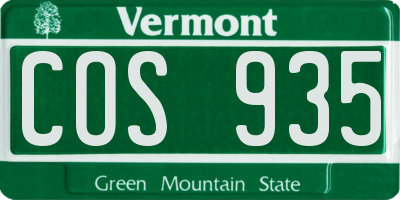 VT license plate COS935