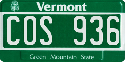 VT license plate COS936