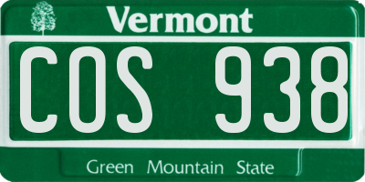 VT license plate COS938