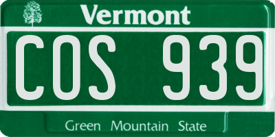 VT license plate COS939