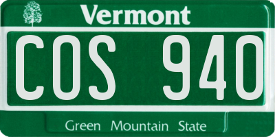 VT license plate COS940