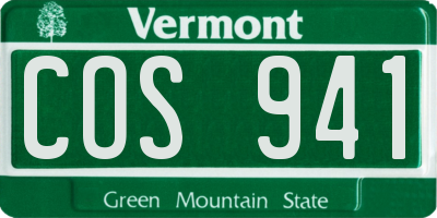 VT license plate COS941