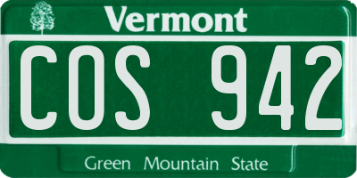 VT license plate COS942