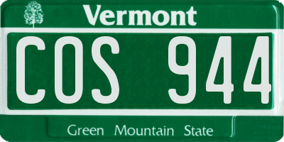 VT license plate COS944