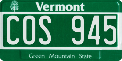 VT license plate COS945