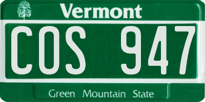 VT license plate COS947