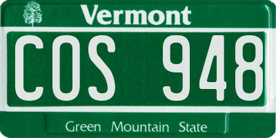 VT license plate COS948