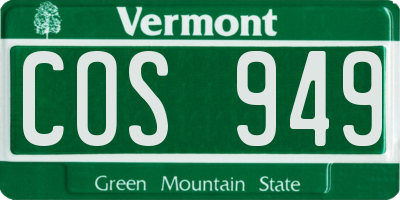 VT license plate COS949