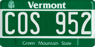VT license plate COS952