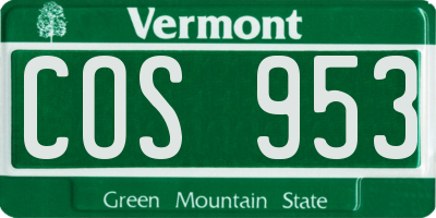 VT license plate COS953