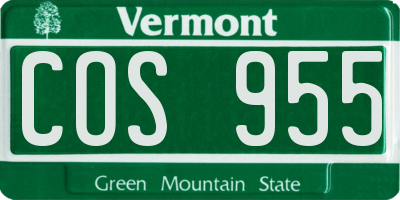 VT license plate COS955