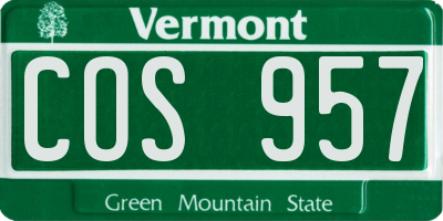 VT license plate COS957