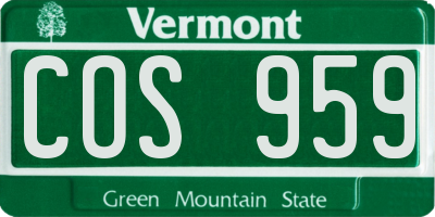VT license plate COS959