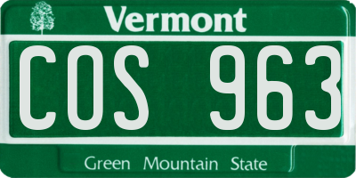 VT license plate COS963