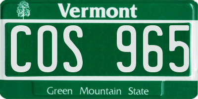 VT license plate COS965