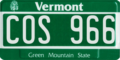 VT license plate COS966