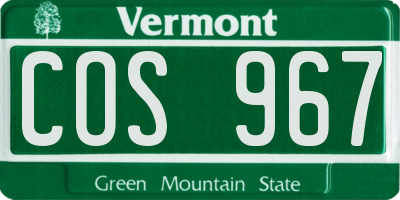 VT license plate COS967