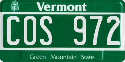 VT license plate COS972