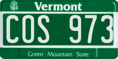 VT license plate COS973