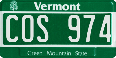 VT license plate COS974