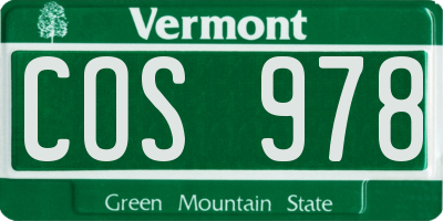 VT license plate COS978