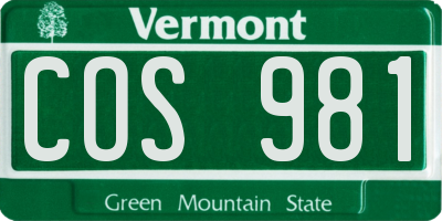 VT license plate COS981