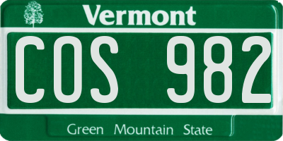 VT license plate COS982