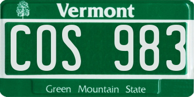 VT license plate COS983