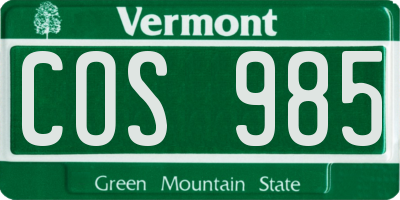 VT license plate COS985