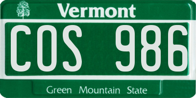 VT license plate COS986