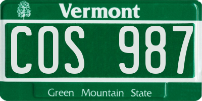 VT license plate COS987