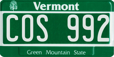 VT license plate COS992