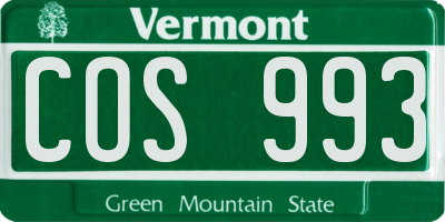 VT license plate COS993