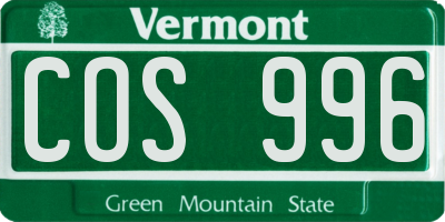 VT license plate COS996
