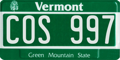 VT license plate COS997