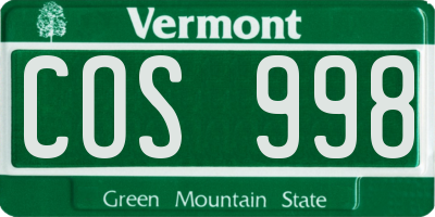 VT license plate COS998