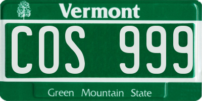 VT license plate COS999