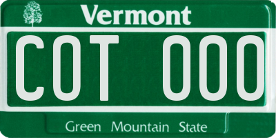VT license plate COT000