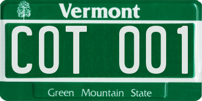 VT license plate COT001