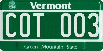 VT license plate COT003